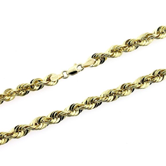 Real 10K Yellow Gold 6mm Rope Chain Necklace 26" inch - Picture 3 of 6